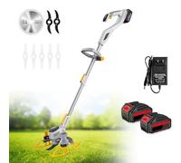 Decespugliatori, Tagliaerba Con Lame, Decespugliatore E Bordatore Elettrico A Batteria, Testa Taglio A 90°, Manico Retrattile, Impugnatura Antiscivolo, Per Prati E Terreni Agricoli, Cura Prato 21B