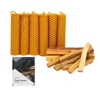 DECEVI 12 Incensi Sacri Palo Santo XL Premium 6 Candele al Miele 100% Naturale e Sostenibile Regolamentato dal Governo del Perù Taglio Artigianale (12 Palo Santo + 6 Candele al Miele)