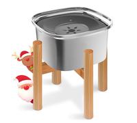 Decflow Ciotola per acqua per cani rialzata da 3 litri, in acciaio inox, con supporto, grande capacità, senza fuoriuscite, per cani di taglia piccola, media e grande