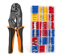 Dechengbao - Pinza crimpatrice isolata, 0,5-1,5/1,5-2,5/4-6 mm² (A.W.G. 20-10), con 370 terminali. Adatto per riparazioni di cavi elettrici, ecc. Kit di crimpatura per terminali