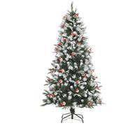 DecHome Albero di Natale Innevato con Bacche Rosse 180cm Verde