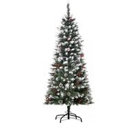 DecHome Albero di Natale Innevato con Pigne Bianche Base 150cm Bianco/Verde
