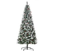 DecHome Albero di Natale Innevato Pigne Bianche Base Pieghevole 180cm Verde