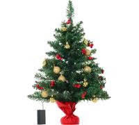 DecHome Albero di Natale Mini 15 Led Bianchi Caldi e Decorazioni Verde 60cm