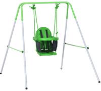 DecHome Altalena per Bambini 6-36 Mesi da Giardino e Salotto in Acciaio e PE con Seggiolino e Bretelle di Sicurezza 122x146x122 cm Verde