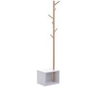 DecHome - Appendiabiti da terra, Attaccapanni 6 Ganci In Bambù 40x30x180 cm Bianco