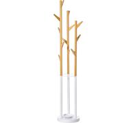 DecHome Appendiabiti da Terra con Portaombrelli e 13 Ganci Metallo e Bambù Legno colore Bianco