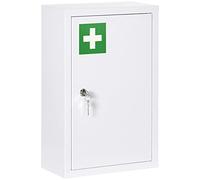 DecHome - Armadietto Medicinali a 3 Ripiani in Acciaio Inox con 2 Chiavi e Montaggio a Parete 30x14x46 cm Bianco