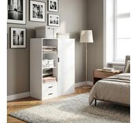 DecHome - Armadio Camera da Letto 1 Anta Battente e 2 cassetti con Asta Appendiabiti Dimensioni 80x50x124 cm Colore Bianco