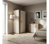 DecHome - Armadio camera letto Guardaroba 2 ante battenti con Asta Appendiabiti Dimensioni 90x55x195 cm colore Cashmere/Rovere