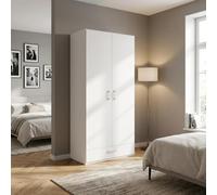 DecHome - Armadio camera letto Guardaroba 2 ante battenti e 1 cassetto con Asta Appendiabiti Dimensioni 88,9x54,2x210,5 cm colore Bianco