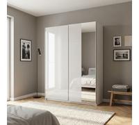 DecHome - Armadio camera letto Guardaroba 2 ante scorrevoli con Asta Appendiabiti Dimensioni 200,1x61,2x235 cm colore Bianco Lucido