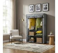 DecHome - Armadio camera letto Guardaroba in Tessuto non Tessuto (TNT) con Asta Appendiabiti in Acciaio/TNT Dimensioni 118x49x170 cm colore Grigio Chiaro