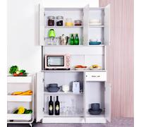 DecHome Armadio con Pensili da Cucina in Legno colore Bianco 101x39x180 cm