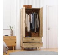 DecHome Armadio Guardaroba 2 Ante 2 Cassetti Appendiabiti 80x54x180 Legno