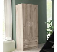 DecHome Armadio Guardaroba 2 Ante Battenti 2 Cassetti cm 80x52x180 h Rovere Pop