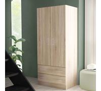 DecHome Armadio Guardaroba 2 Ante Battenti 80x52x180 cm Legno Chiaro - Pop