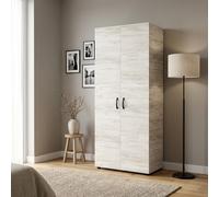 Armadio Guardaroba 2 ante battenti 80x52x205 cm Bianco DecHome