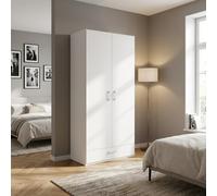 DecHome Armadio Guardaroba 2 ante battenti 88,9x54,2x210,5 cm Bianco Arcadia