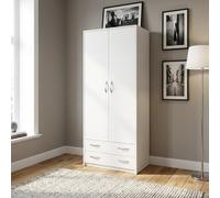 DecHome Armadio Guardaroba 2 ante battenti 91x52x210 cm Bianco Modern