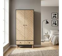 DecHome Armadio 2 Ante con 4 Vani 2 Appendiabiti e Cassetti in Legno colore Grigio Scuro - 831331