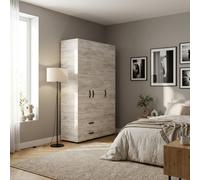 DecHome Armadio Guardaroba 3 ante 2 cassetti 120x52x205 cm Bianco