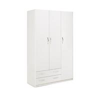 DecHome Armadio Guardaroba 3 Ante 2 Cassetti 135x52x210h Bianco Frassino Modern