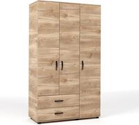 Kit armadio 3 ante + 2 cassetti 120x52x205 cm rovere m. k358