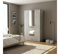 Kit armadio 3 ante + 2 cassetti specchio 121x54x200 cem. k4298