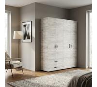 Armadio Guardaroba 4 ante battenti 160x52x205 cm Bianco DecHome