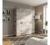 DecHome Armadio Guardaroba 4 ante battenti 160x52x205 cm Rovere platino