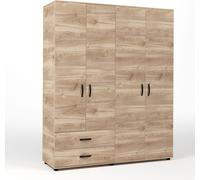 Armadio Guardaroba 4 ante e 2 cassetti 160x52x205 cm Rovere Miele DecHome