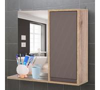 DecHome Armadio Multiuso A Parete Anta A Specchio Grigio e Rovere