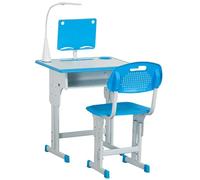 DecHome - Banco per Bambini con Sedia, 6-12 Anni, Altezza Regolabile 60L x 45P x 90-102Acm colore Blu