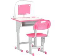 DecHome - Banco per Bambini con Sedia, 6-12 Anni, Altezza Regolabile 60L x 45P x 90-102Acm colore Rosa