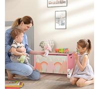 DecHome Baule Portagiochi con Coperchio e Cerniera 60x37x39 cm Rosa