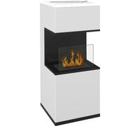 DecHome Camino a Bioetanolo da Terra con Bruciatore da 1.2L e Pannello in Vetro 38x38x100cm Bianco