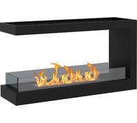 DecHome Camino Bioetanolo a 3 Lati con Bruciatore da 2.4L e Durata 4 Ore Copertura 30mq 100x30x55cm Nero