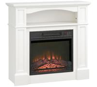 DecHome Camino Elettrico 1800W con Effetto Fiamma LED e Ripiano Integrato Bianco