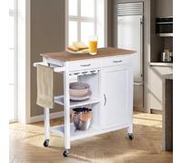 DecHome - Carrello Cucina con ruote Isola mobile per cucina in Legno Dimensioni 88,5x40x86 cm colore Bianco