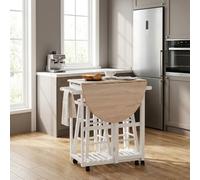 DecHome - Carrello Cucina con ruote Pieghevole in Legno Dimensioni 83,5x74x83 cm colore Bianco