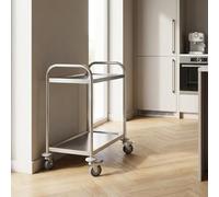 DecHome - Carrello Cucina con Ruote, Portavivande in Acciaio Dimensioni 71x41x81 cm Argento