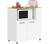 DecHome Carrello Cucina in Legno con Armadietto e Scaffale Rovere/Bianco