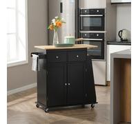 DecHome Carrello Cucina Isola Mobile 89x45x89,5 cm Nero