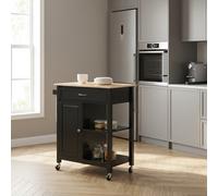 DecHome Carrello Cucina Isola Mobile in Acciaio 83x45x88 cm Nero