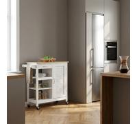 DecHome Carrello Cucina Isola Mobile in Acciaio Dimensioni 92x40x84 cm colore Bianco