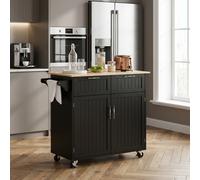 DecHome Carrello Cucina Isola Mobile in Legno 104x46x91 cm Nero