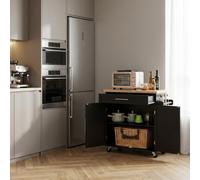 DecHome Carrello Cucina Isola Mobile in Legno 109x40x89 cm Nero