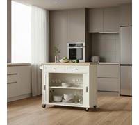 DecHome Carrello Cucina Isola Mobile in Legno 110x49,5x89,5 cm Bianco