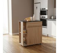 DecHome Carrello Cucina Isola Mobile in Legno 78x39,5x88,5 cm Rovere/Nero